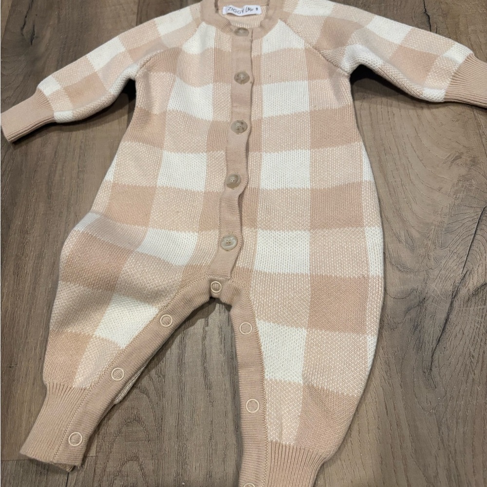 Ziggy Lou Beige and Cream Newborn Footie